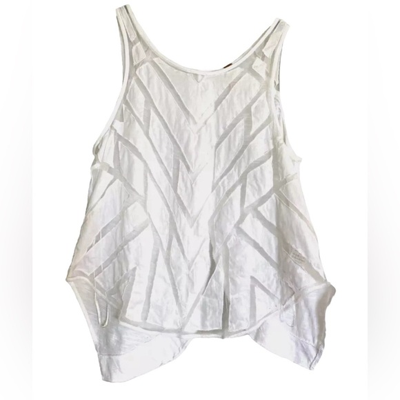 Free people asymmetric tank top sheer pattern Top with flaw Medium - Picture 3 of 7